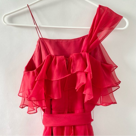 Vintage Miss Elliette Cascading Ruffles Maxi Dress Evening Gown Red 6 - Picture 10 of 16